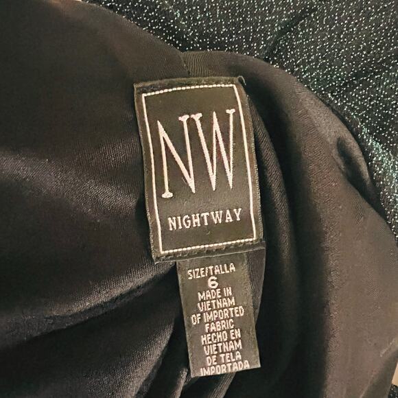 NightWay Glittery Teal Cowl Neck Sleeveless Maxi Dress Size 6 - Picture 3 of 7